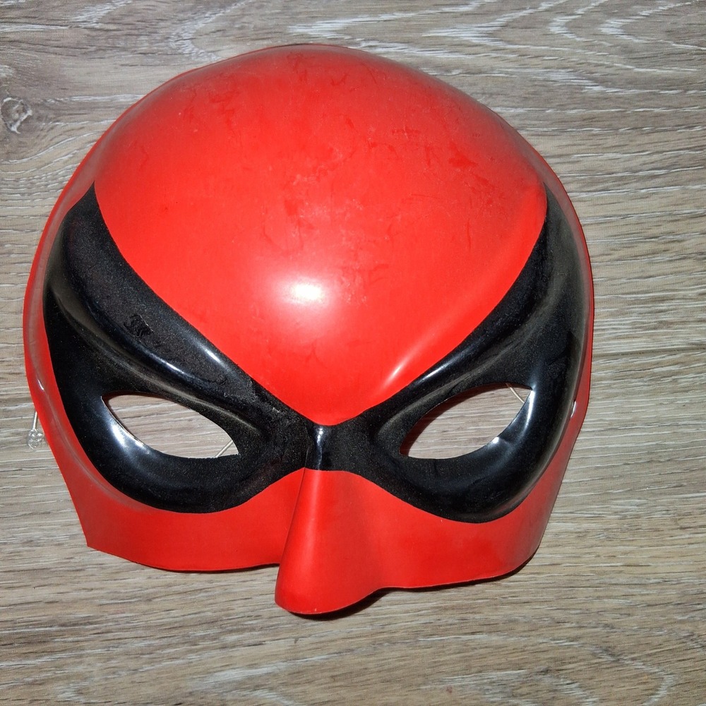 Red & Black Superhero Half Mask Costume Cosplay Halloween Party 1970s 1980s
